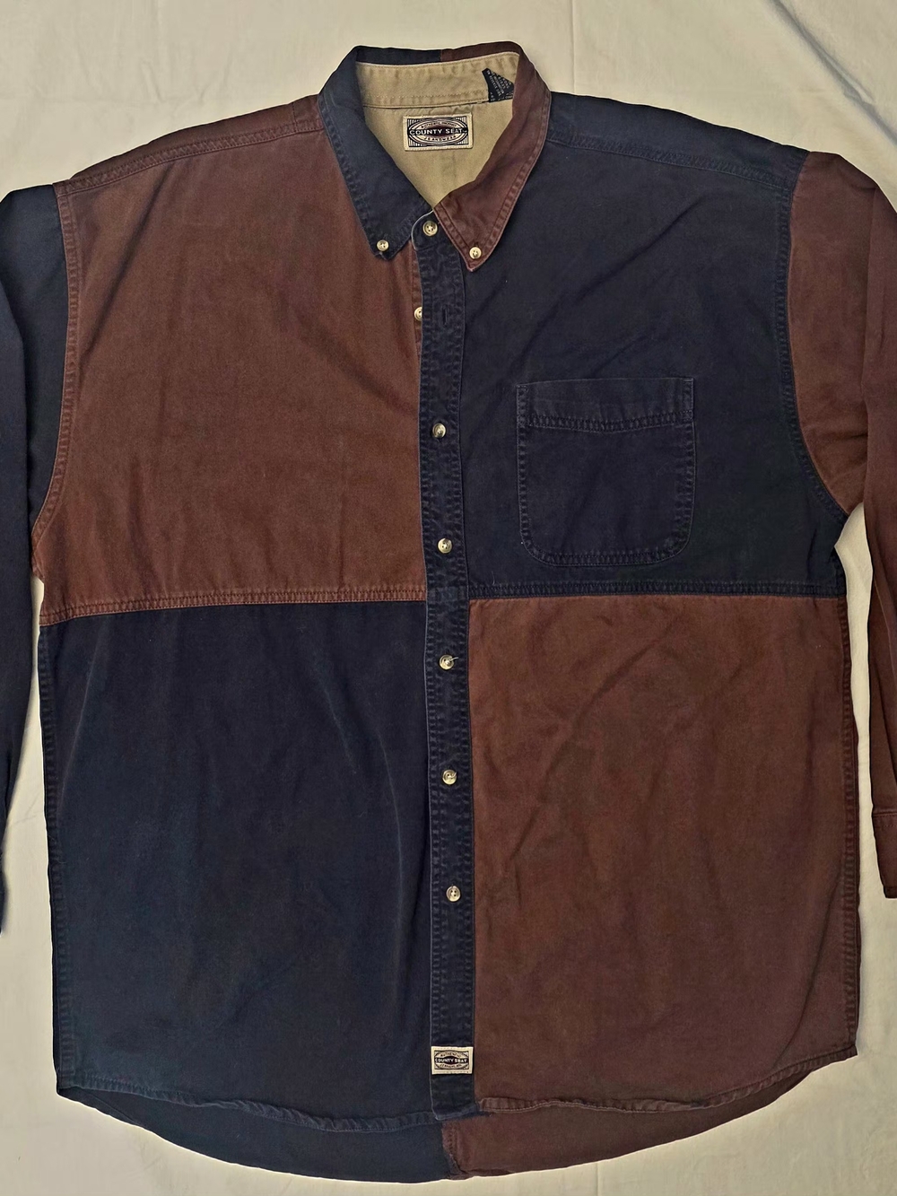 Vintage 90s County Seat Jeanswear XL Colorblock Shirt